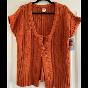 NWT Mossimo Supply Co. short sleeve burnt Orange cable knit cardigan XXL